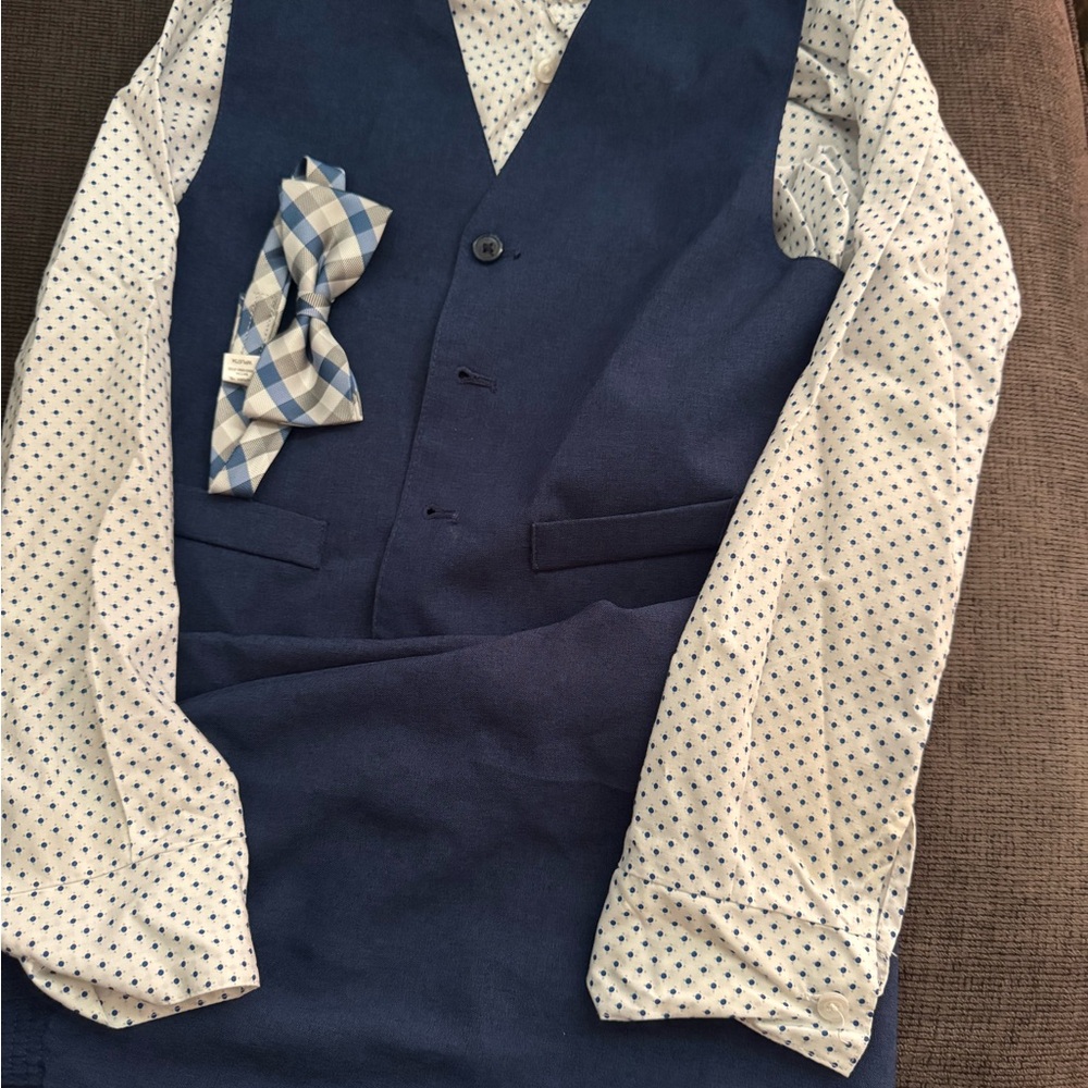 Kids Boys Navy Blue Suit Vest with Bow Tie